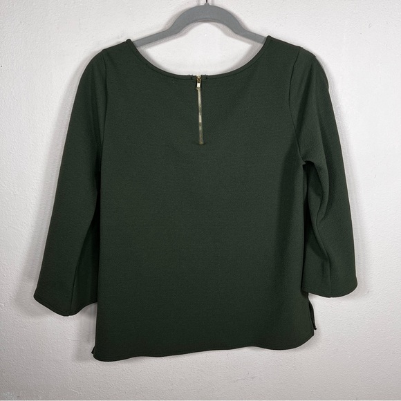 SMALL GREEN ENVELOPE OLIVE GREEN BLOUSE SLIT SLEEVE STRETCH - Picture 5 of 11